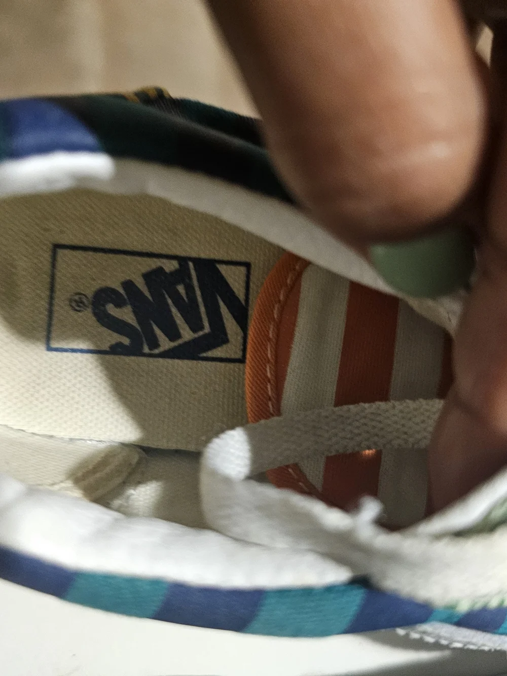 Vans Kids Red, Green and Teal Striped Canvas Sneakers